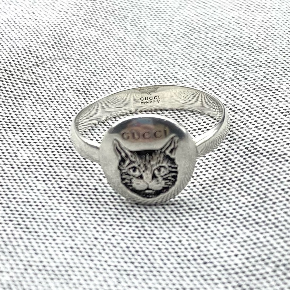 Gucci Blind for Love Sterling Silver Ring Mystic Cat Feline